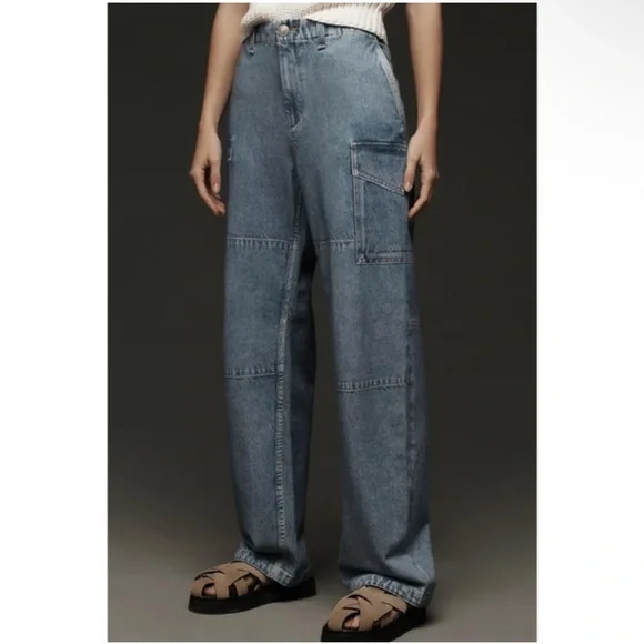 RAG & BONE Miramar Nora Cargo Pants Sweatpant Jeans Celeste Size 25 - Picture 3 of 9